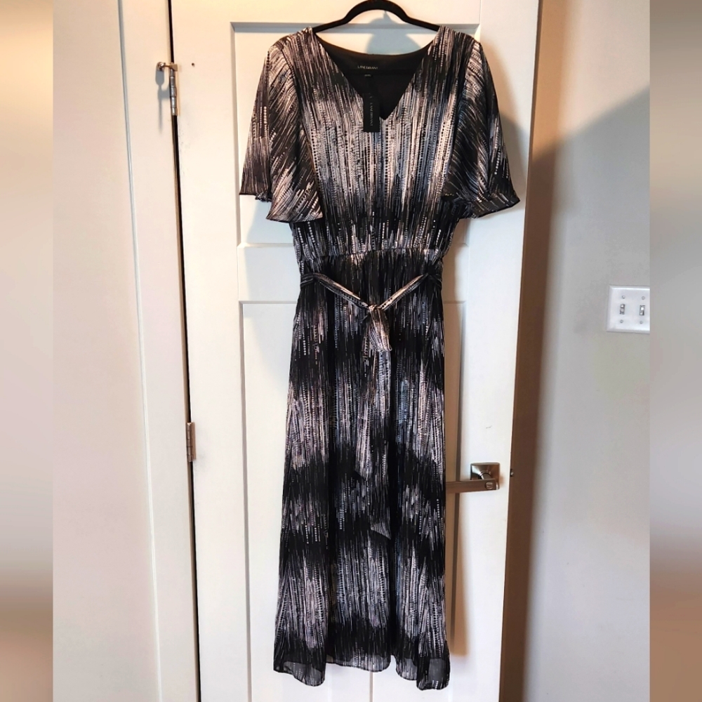 NWT Lane Bryant flutter sleeve maxi dress black and white sized 16